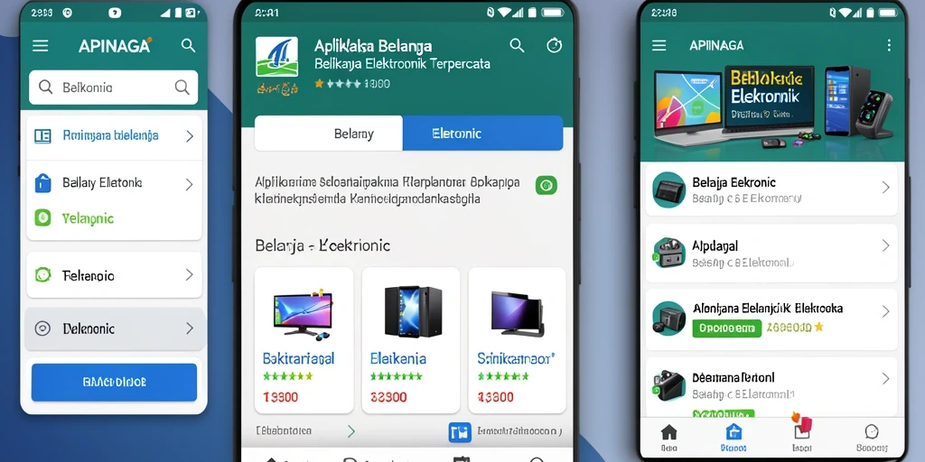 Tampilan antarmuka utama APINAGA yang mudah dijelajahi untuk belanja elektronik.