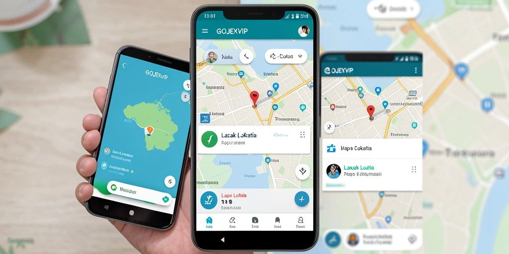 Tampilan antarmuka GOJEKVIP yang sederhana dan efisien untuk Lacak Lokasi.