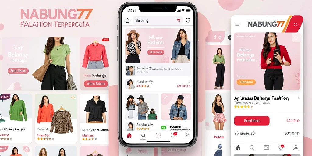 Antarmuka user-friendly aplikasi NABUNG77 untuk berbelanja fashion.