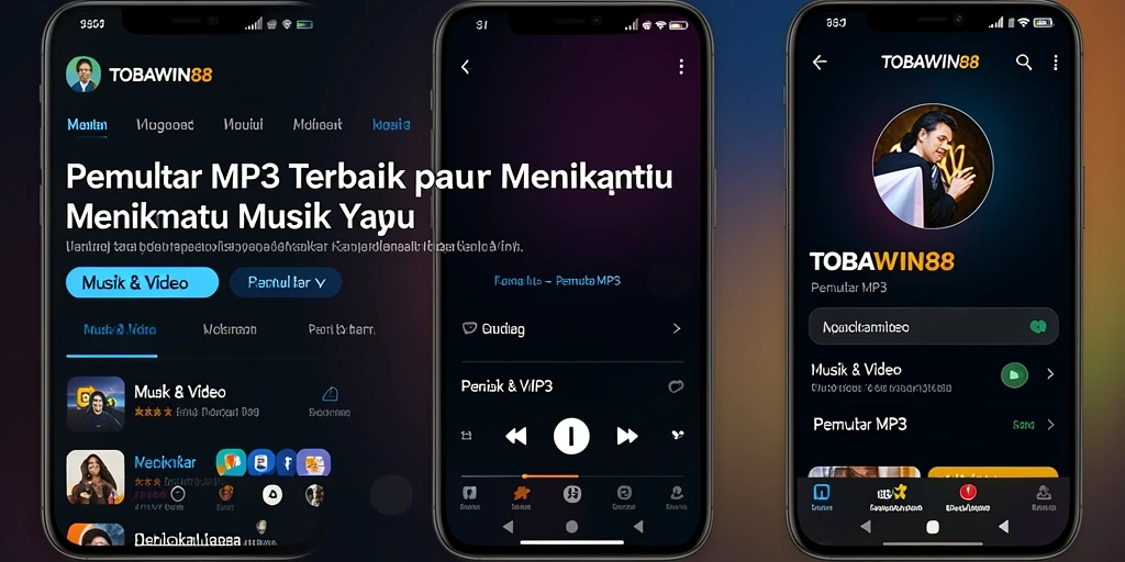 Antarmuka pengguna TOBAWIN88 dengan fitur Pemutar MP3 yang ramah.