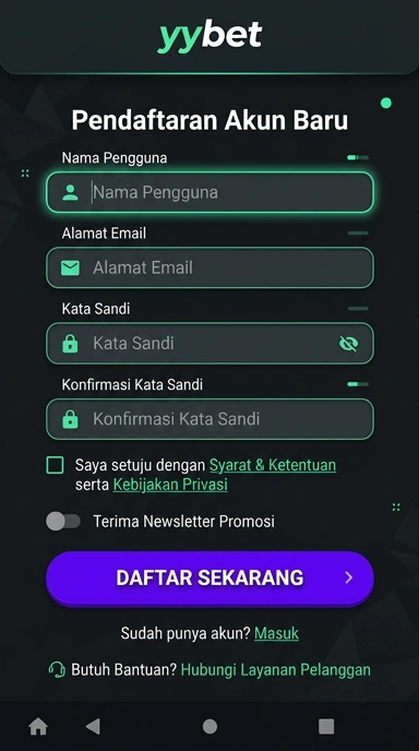 Panduan Registrasi Akun Baru yybet untuk Android